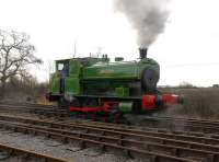 Scene on the Swindon and Cricklade Railway on 21 November 2007 as Barclay 0-6-0ST 2139 of 1942 <I>Salmon</I> undergoes some test running following a major overhall.<br><br>[Peter Todd 21/11/2007]