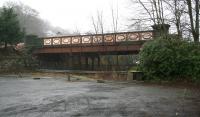 The bridge that once carried Ancaster Road over the railway line in Callander, photographed on 20 February 2008 standing at the east end of the towns main car park, an area once occupied by the Callander and Oban Railway station.<br><br>[John Furnevel 20/02/2008]