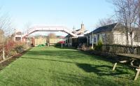 View north along the Waverley trackbed through the former station at Hassendean. Photographed on 6 February 2008 from what is now the garden gate. [See image 35282] <br><br>[John Furnevel 06/02/2008]