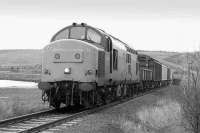 37240 backs a train into the MoD yard at RNAD Crombie on 24 March 1993.<br><br>[Bill Roberton 24/03/1993]