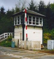 The signal box and level crossing at Kilkerran, on the line between Girvan and Maybole, seen in May 1999. <br><br>[David Panton /05/1999]