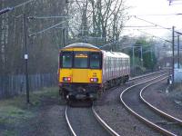 318265 & 318266 departing Johnstone with the 1445 service to Ayr on 27 February.<br><br>[Graham Morgan 27/02/2008]