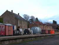 Goods platform at Brechin. Gate locked but the tank has seen me.<br><br>[Brian Forbes 02/03/2008]