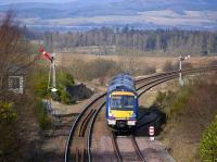 Southbound train passing Craigo signal box on 27 February. <br><br>[Bill Roberton 27/02/2008]