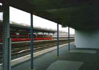 View from the now-demolished building on the rarely used platform 4 at Kilmarnock on 4 July 1997.<br><br>[David Panton 04/07/1997]