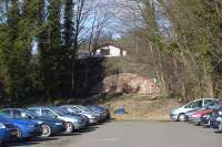 The bricked up bridge under Ferry Road looking north from North Queensferry pier on 4 March. The cutting and tunnel mouth beyond the bridge on the route back to Inverkeithing South Junction are now part of a housing development and park.<br><br>[Bill Roberton 04/03/2008]