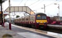 320 313 at Clydebank on 23 February with a Dalmuir service.<br><br>[David Panton 23/02/2008]