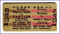 Old NBR 3rd class workmens ticket between Bearsden/Milngavie and Partick.<br><br>[John McIntyre //]