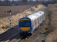 Northbound ECML service passing the up starter at Craigo on 27 February<br><br>[Bill Roberton 27/02/2008]