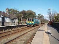 153317 on a coastal all stations service from Barrow to Lancaster calling at Kents Bank on the shores of Morecambe Bay<br><br>[Mark Bartlett 17/02/2007]