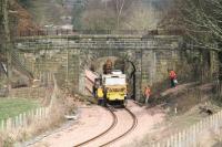 The tree eating machine in action near Kincardine on 28 February.<br><br>[John Furnevel 28/02/2008]