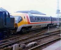 A class 37 hauls an APT-P (minus nose section) through Newcastle Central in 1982.<br><br>[Colin Alexander //1982]