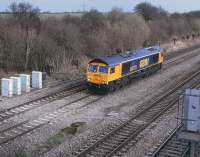 GBRf 66713 on the eastern side of Didcot on 11 March.<br><br>[Peter Todd 11/03/2008]