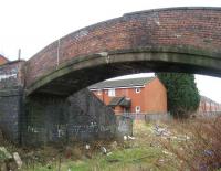 Unusual old footbridge at the northeast end of Deepdale station on the Preston and Longridge Railway, photographed on 22 February 2008. <br><br>[John McIntyre 22/02/2008]