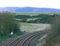 Looking north at the old locus of Cowdenbeath North Junction. The formation of the Kinross-shire Railway can be seen heading NW towards Kelty. There was a chord which ran along the line of trees to the right connecting Kelty South Jct & Lumphinnans Central Jct out of sight to the right.<br><br>[Brian Forbes /03/2008]