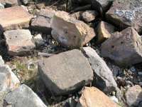 Stone sleeper blocks from the Elgin Waggonway at the Mid<br>
Pier in Charlestown Harbour, photographed on 19 March 2008.<br><br>[Grant Robertson 19/03/2008]