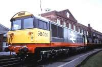 58001 posing for PR stills at Doncaster in 1990.<br><br>[Ian Dinmore //1990]