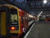 South West Trains liveried 158789 at Glasgow Central with a service from Edinburgh on 12th January<br><br>[Graham Morgan 12/01/2008]