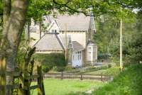 The impressive frontage of the former Lartington station on the Stainmore line in May 2006. View is east towards Barnard Castle.<br><br>[John Furnevel 11/05/2006]