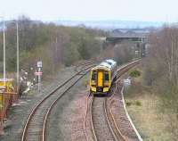 The eastbound 1255 ex-Bathgate seen on 29 March shortly after passing under the doomed Rennies Bridge.<br><br>[James Young 29/03/2008]