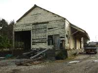 The disused goods shed at Laurencekirk viewed from the north on 26 March 2008.<br><br>[John Gray 26/03/2008]