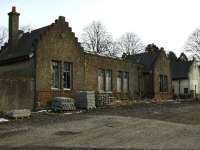 The 1849 station building at Laurencekirk which is to be refurbished and is scheduled to re-open before the end of 2008.<br><br>[John Gray 26/03/2008]