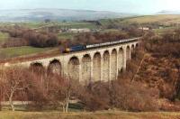 Peak 45150 hauls 1M26 north over Smardale Viaduct on the Settle & Carlisle line on 21 April 1984.<br><br>[Colin Alexander 21/04/1984]