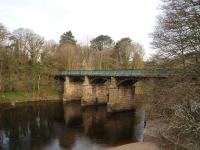 Two bridges in quick succession carried the Lancaster to Wennington line over the horseshoe bend in the river between Halton and Caton known as the Crook O Lune. This is the more easterly of the two and they both now carry the cycle path from Lancaster [See image 22834]. (SD 522647) <br><br>[Mark Bartlett 10/04/2008]