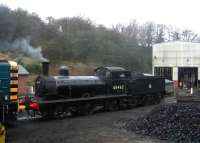 GER Class Y14 (LNER Class J15) 65462 gets a push back from the coaling plant at Grosmont shed on 3 April. These locomotives, introduced in 1883, were amongst the most versatile and successful of their day with a total of 289 built. In December of 1891, at the GERs Stratford works, a member of the class was fully assembled and in steam in 9 hours 47 minutes, a world record.<br><br>[John Furnevel 03/04/2008]