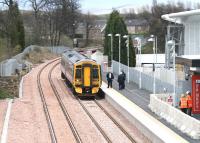 Changing ends ready for the return trip after a familiarisation run from Stirling at the new Alloa station on 9 April 2008.<br><br>[John Furnevel 09/04/2008]