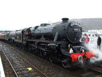 45407 <I>The Lancashire Fusilier </I> and 60009 <I>Union of South Africa</I> are seen at Aviemore with <I>The North Briton</I>.<br><br>[John Gray 13/04/2008]