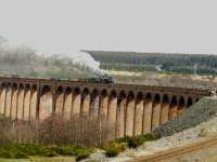 <h4><a href='/locations/C/Culloden_Viaduct'>Culloden Viaduct</a></h4><p><small><a href='/companies/I/Inverness_and_Aviemore_Direct_Railway_Highland_Railway'>Inverness and Aviemore Direct Railway (Highland Railway)</a></small></p><p>45407 and 60009 cross Culloden Viaduct and have a good head of steam ready for the climb up to Moy with <I> The North Briton </I> railtour.</p><p>15/04/2008<br><small><a href='/contributors/John_Gray'>John Gray</a></small></p>