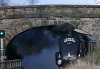 Black smoke from 60009 as it passes Forteviot on 15th April. I saw some photographers standing on this bridge...!<br><br>[Brian Forbes 15/04/2008]