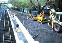 The new station and ramp at Meadowbank Stadium under construction in 1986 in time for the Commonwealth Games. View southeast towards Piershill Junction and the ECML.<br><br>[David Panton //1986]