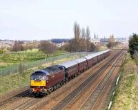 47 804 westbound at Saughton with <I>The Royal Scotsman</I> on 21 April 2008. Forthcoming electrification work in connection with the Aidrie - Bathgate - Edinburgh line, due to commence in the Autumn, will alter this view significantly.<br><br>[James Young 21/04/2008]