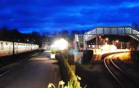 Grosmont at night viewed from the junction. Original route to Pickering to the left (now the NYMR) and later route to the right (now the Network Rail route to Middlesbrough).<br><br>[Ewan Crawford 02/04/2008]