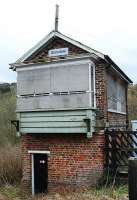 The disused signalbox at Glaisdale. Despite the closure the loop here remains open.<br><br>[Ewan Crawford 03/04/2008]
