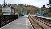 Glaisdale looking to Whitby in April 2008, with the closed signalbox to the left. This is the only passing place on the line between Battersby Junction and Whitby.<br><br>[Ewan Crawford 03/04/2008]