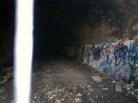 Glasgow Central Railway. Looking from Kirklee towards Botanic Gardens through the bars at the mouth of the tunnel.<br><br>[Alistair MacKenzie 24/04/2008]