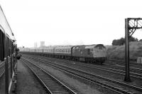 A class 27 on the east end of a Glasgow - Edinburgh PP service passes Cowlairs on 16 September 1972.<br><br>[John McIntyre 16/09/1972]