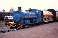 <I>The Yoker Pug</I> stands at Boat of Garten on the Strathspey Railway in 1979. [See image 32878]<br><br>[Peter Todd //1979]