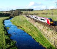 Northbound Virgin service near Little Strickland.<br><br>[Ewan Crawford 14/04/2008]