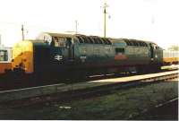 South Gosforth Metro Depot plays host to Deltic 55010 <I>The Kings Own Scottish Borderer</I> in 1980 for wheel turning.<br><br>[Colin Alexander //1980]