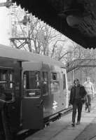 A DMU stands at Cambus station with a railtour in 1974.<br><br>[Bill Roberton //1974]