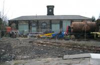 The old Stockton & Darlington goods shed at North Road on 4 April 2008, in use by the Darlington Railway Preservation Society who are currently in the process of restoring BR Standard class 2MT 2-6-0 78018. [With thanks to Paul Bailey] [See image 62816]<br><br>[John Furnevel 04/04/2008]