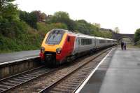 Consolation photograph of a Voyager Cross Country service passing through Parson Street station, Bristol on 4 May 2008. (The expected star of the show, 71000 <I>Duke of Gloucester</I>, failed to arrive with a scheduled Bristol - Plymouth excursion following a mechanical problem.) <br><br>[Peter Todd 04/05/2008]