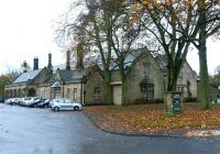 The 1846 Tudor style station building at Richmond, North Yorkshire, photographed on 2 November 2004. The station was the terminus of the branch from Darlington, which left the ECML at Eryholme Junction and also served the garrison town of Catterick, the British Army's largest base. Closed to passengers in March 1968 the building stood empty at this time, having recently been occupied by a garden centre.<br><br>[John Furnevel 02/11/2004]