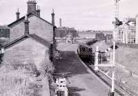 A class 08 shunter brings a freight south through Paisley Abercorn in October 1966. This was the second station to stand on the site, the first, opened by the Paisley & Renfrew Railway in 1837 as plain Paisley, being replaced in 1866 by this station which gained the suffix Abercorn in 1880. [See image 23029]   <br><br>[Colin Miller /10/1966]