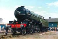 Immaculate Gresley V2 2-6-2 4771 <i>Green Arrow</i> stands at Doncaster in 1984. This is the sole survivor of the 184 locomotives of the class built at Doncaster and Darlington works between 1936 and 1944.<br><br>[Colin Alexander //1984]