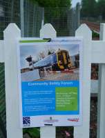 Community Safety Forum sign at Cambus for a meeting on the 14th in advance of the imminent re-opening.<br><br>[Ewan Crawford 10/05/2008]